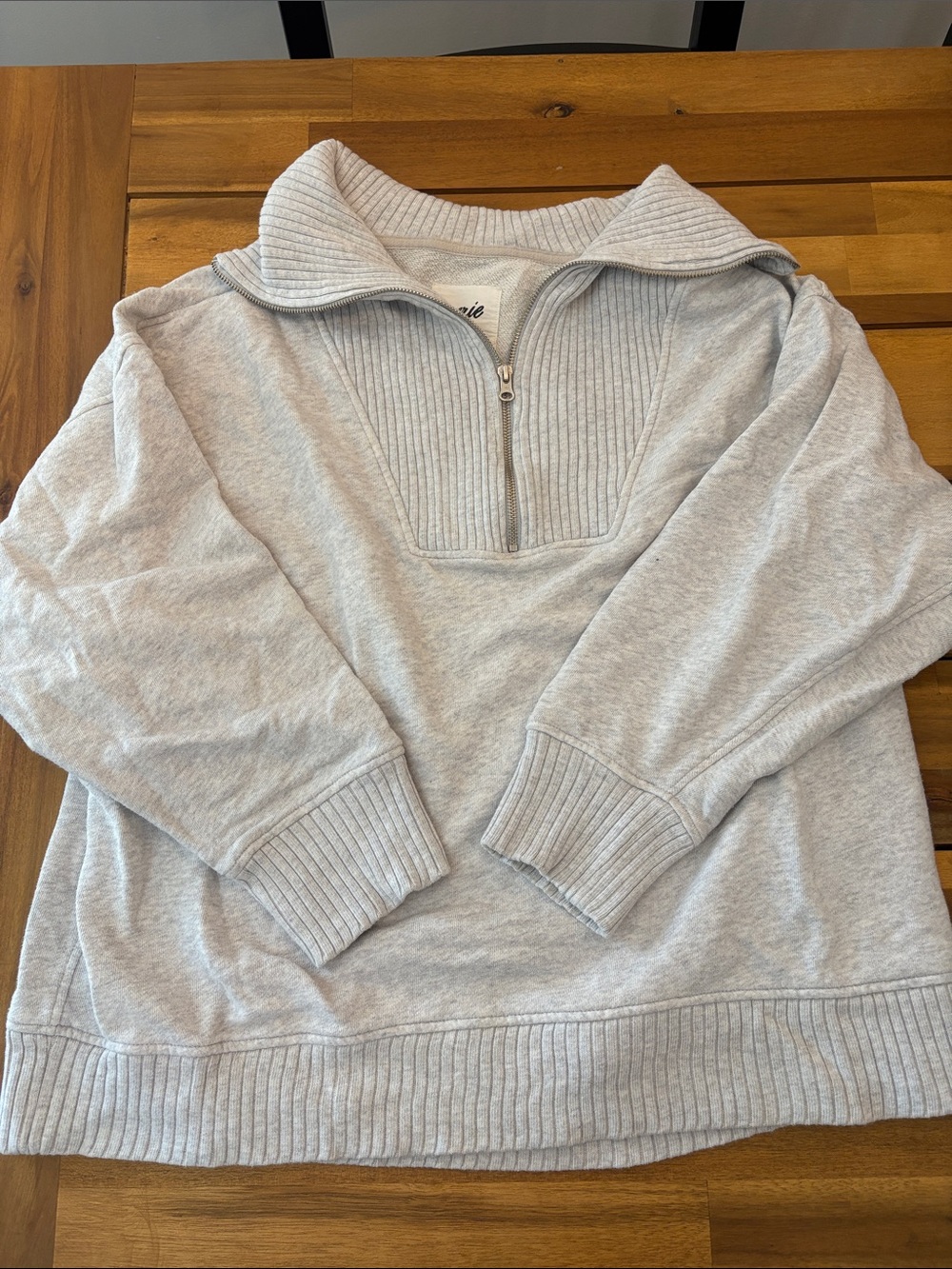 Light Gray Quarter-Zip Ribbed Pullover Sweater